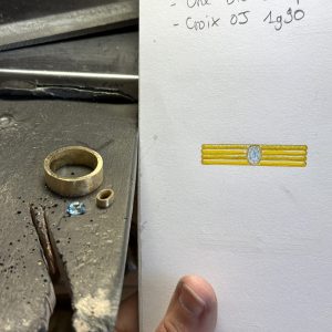 Bague Or Jaune Topaze texturée