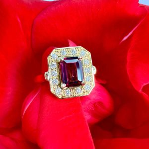 Bague Grenat Diamants Or Jaune