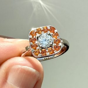 Bague Diamant Grenats Or Blanc